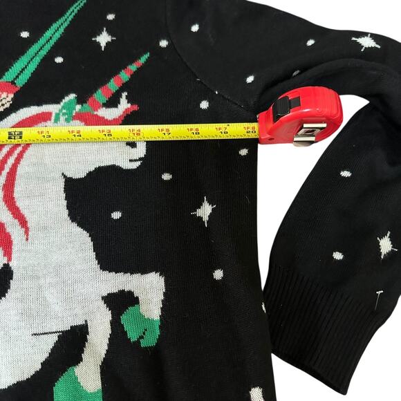 Tipsey Elves SANTA UNICORN UGLY CHRISTMAS SWEATER SZ Medium - Picture 7 of 9